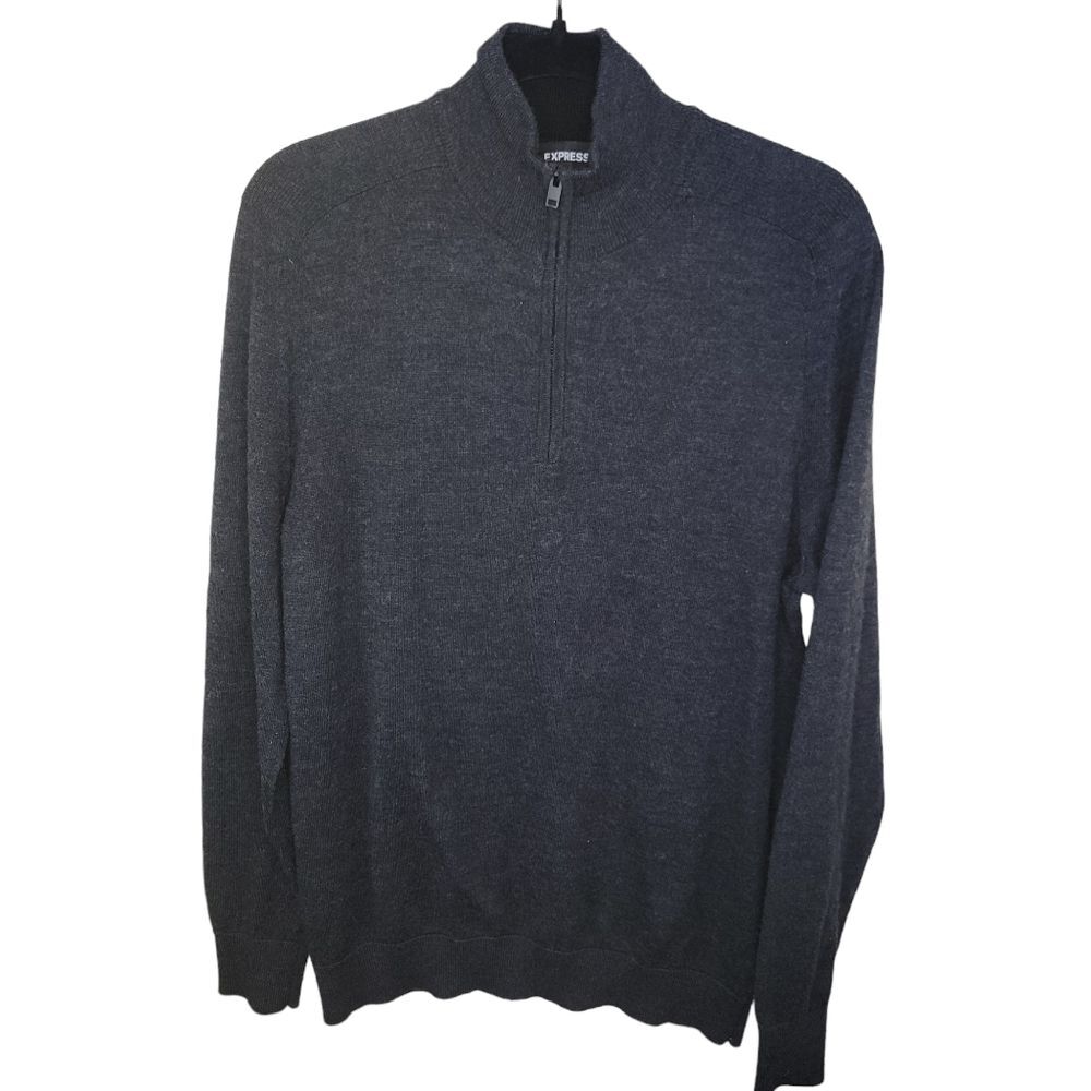 Express Men's Charcoal Gray Merino Wool Blend pullover sweater size Large